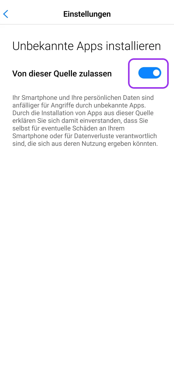 Öffne die Sicherheitseinstellungen für SpinGreen, erlaube die Installation.