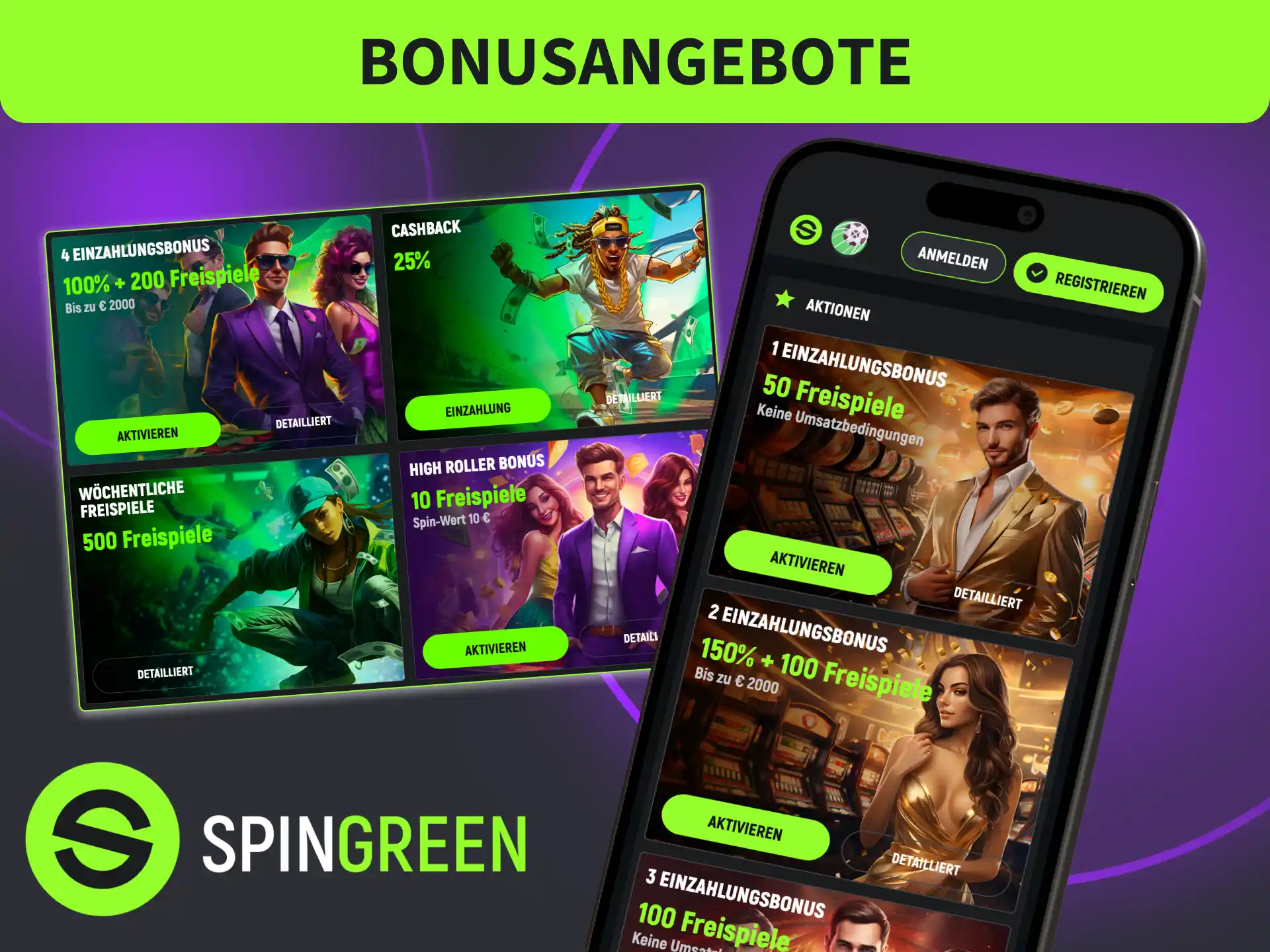 Entdecke SpinGreen Bonusangebote für Mobile-Nutzer, sichere dir exklusive Boni.