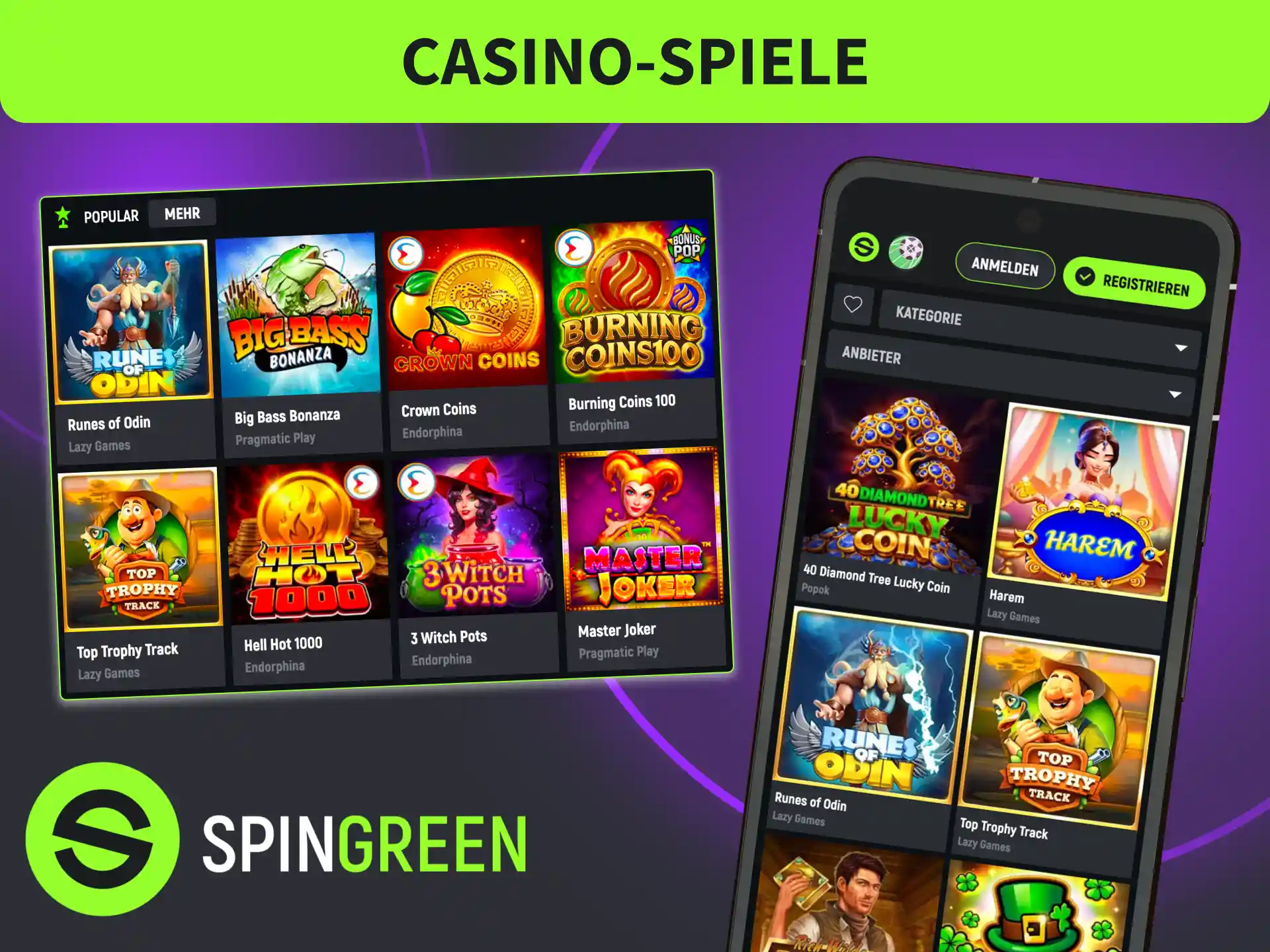 Starte Casino-Spiele in der SpinGreen App, genieße alles ohne Download.