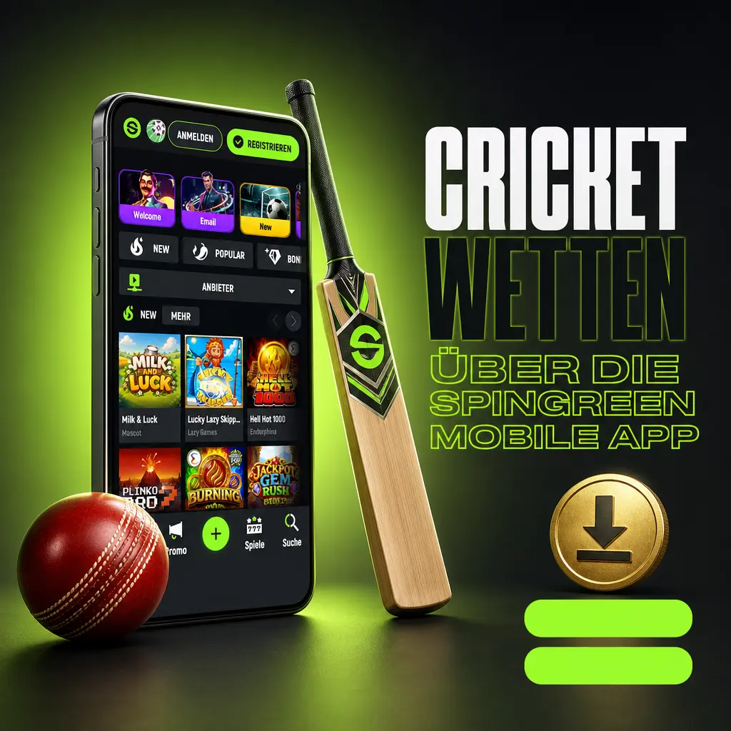 Cricket Wetten über die SpinGreen Mobile App mit Vorspiel- und Live-Quoten auf dem Smartphone
