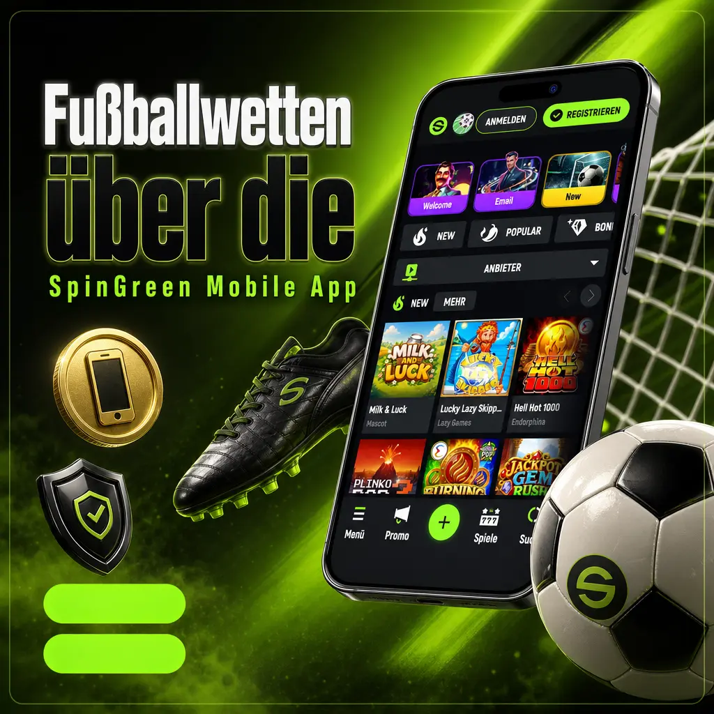 Fußballwetten in der SpinGreen Mobile App für Android und iOS mit Live-Wetten und Vorspiel-Tipps unterwegs platzieren