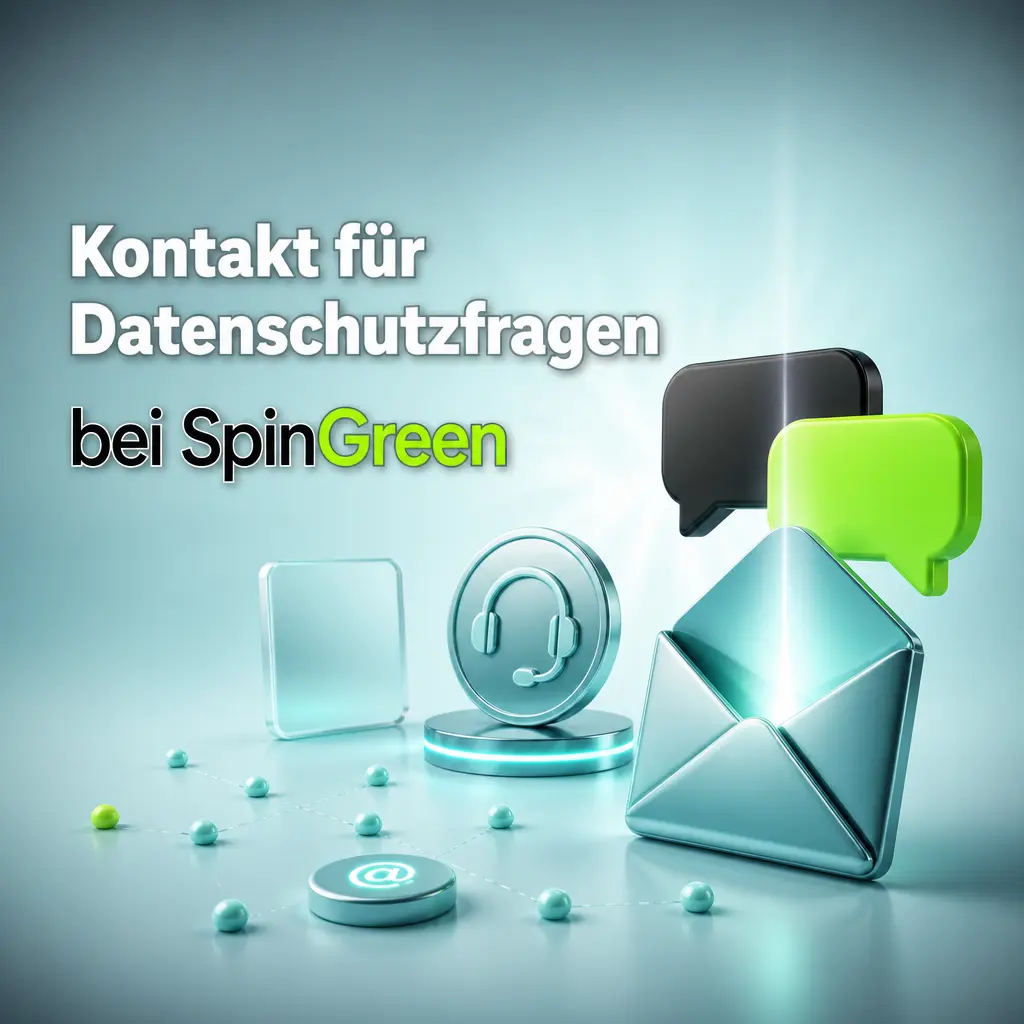 Kontaktmöglichkeiten für Datenschutzfragen bei SpinGreen: E-Mail an Datenschutzbeauftragten und 24-Stunden-Live-Chat-Support