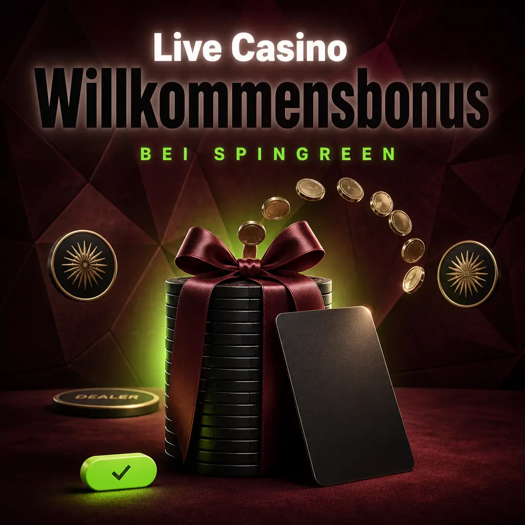 SpinGreen Live Casino Willkommensbonus: 50 Freispiele ohne Umsatzbedingungen, Echtgeld-Gewinne für Live-Roulette, Blackjack und Baccarat