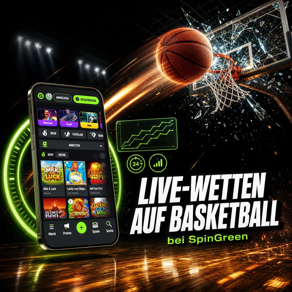 Live-Wetten auf Basketball bei SpinGreen: NBA, EuroLeague und BBL mit Match-Tracker, Live-Quoten, Cash-out und Statistikleiste.