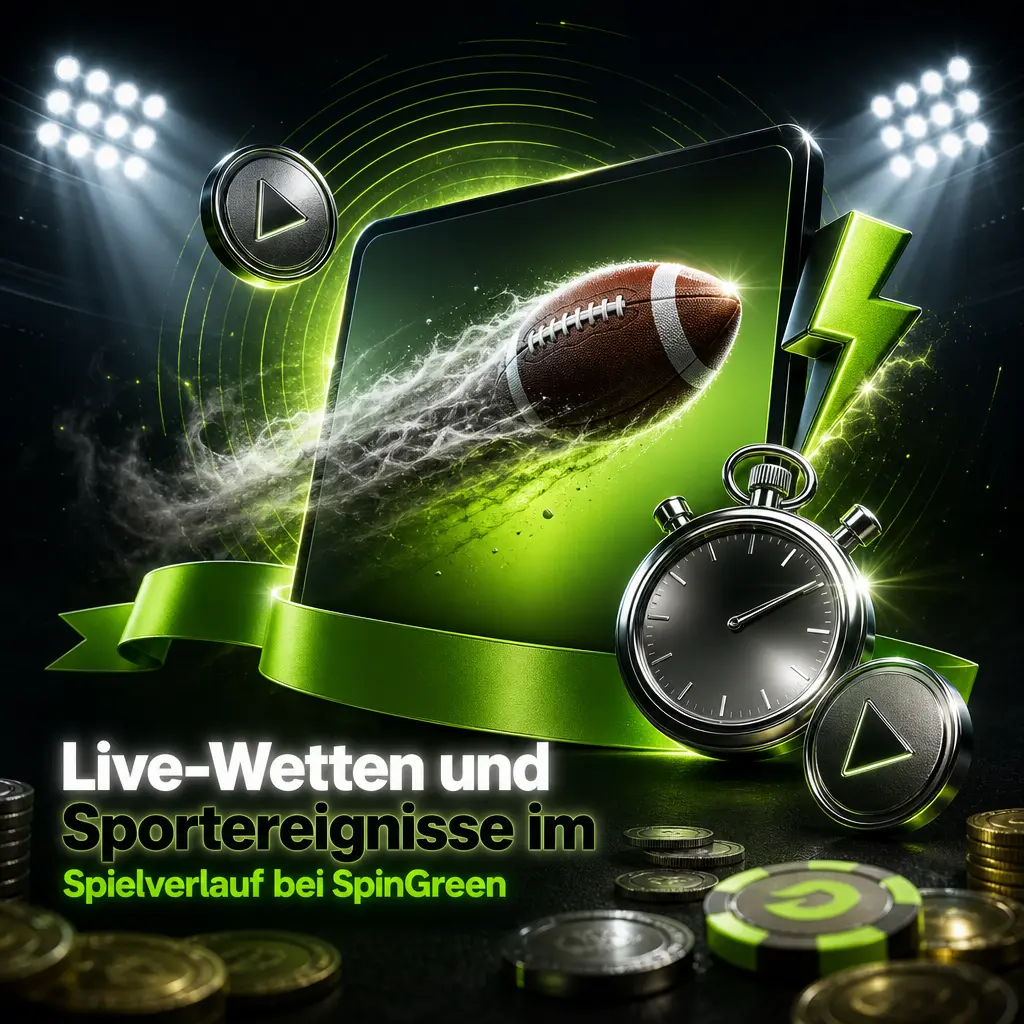 Live-Wetten bei SpinGreen: Quoten passen sich dem Spielverlauf an, mit Live-Statistiken und Streaming bei aktiver Wette.