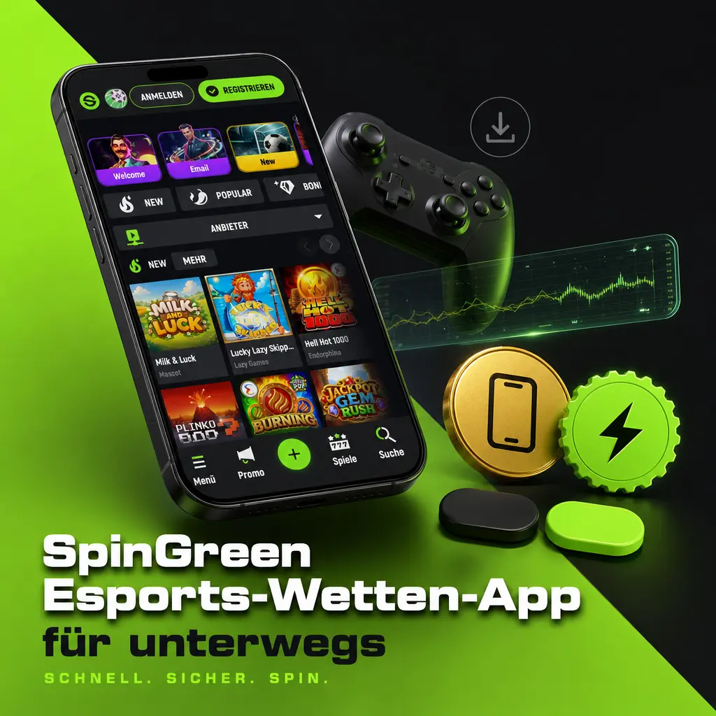 SpinGreen Esports-Wetten-App im mobilen Browser mit Live-Wetten und Streams für unterwegs