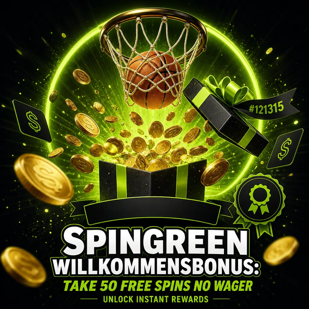SpinGreen Willkommensbonus: 50 Freispiele ohne Umsatzbedingung für Neukunden nach Einzahlung ab 10 EUR, gültig 7 Tage